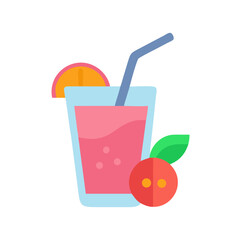 Fresh Fruit Juice Cocktail with Orange Slice Vector
