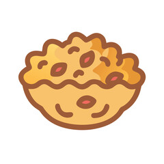 Delicious couscous dish with nuts, vector graphic icon