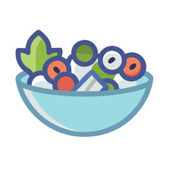 Bowl of Salad Icon Illustration on Black Background
