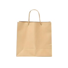 A brown paper bag with handles, simple design, isolated on a png background