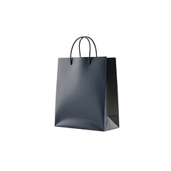 A dark blue paper bag with handles, isolated on a png background 