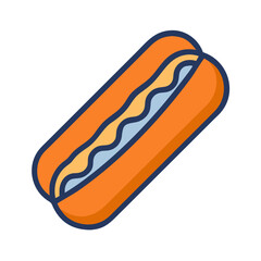 Cartoon Hot Dog with Mustard on Black Background