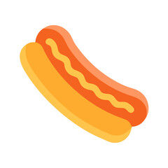 Cartoon Hot Dog with Mustard Isolated on Black