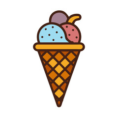Delicious Ice Cream Cone with Flavors on Black