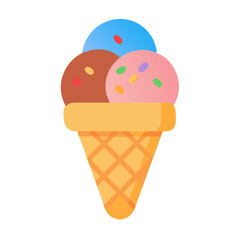 Colorful Ice Cream Cone Illustration on Black Background