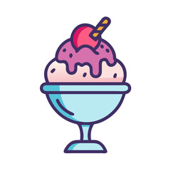 Whimsical Ice Cream Sundae Icon with Cherry Topping