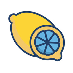 Lemon Illustration: Half slice, Vitamin C, Healthy Diet