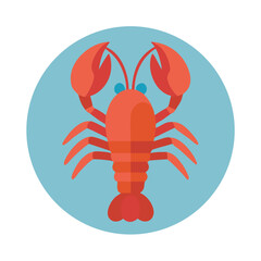 Cartoon lobster in a blue circle illustration art