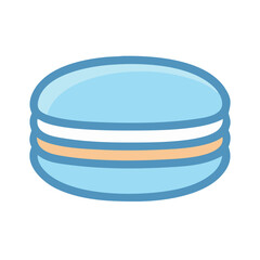 Cute Blue Macaron Isolated on Black Background Dessert