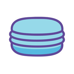 Light Blue Macaron Cookie Illustration Isolated on Black Background