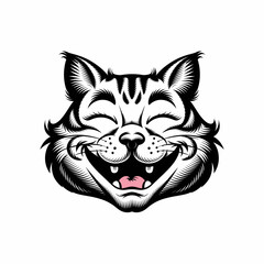 black cat on white background,  cat photo vector jpg, Logo, icon design, photo, wallpaper, theme smiling.