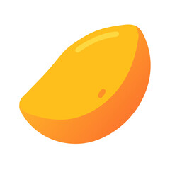 Cartoon Mango Slice Fruit Isolated on Black Background
