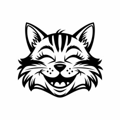 black cat on white background,  cat photo vector jpg, Logo, icon design, photo, wallpaper, theme smiling.