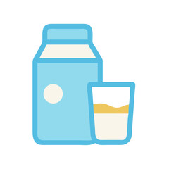 Milk Carton and Glass Icon Graphic Illustration