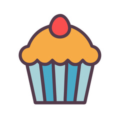 Colorful cupcake with cherry on top isolated vector