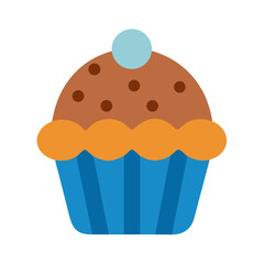 Delicious Cupcake with Blue Topping Illustration on Black
