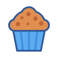 Cute Cartoon Muffin Icon Illustration on Black Background