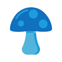 Blue Cartoon Mushroom Vector Illustration on Black Background