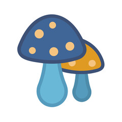 Cute Cartoon Mushrooms with Blue and Yellow Caps © Sharuzzaman