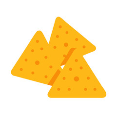 Three yellow nachos chips on a black background