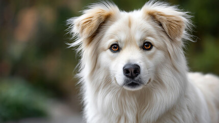Serene dog with amber eyes