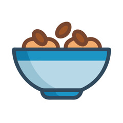 Bowl of food with brown seeds illustration vector