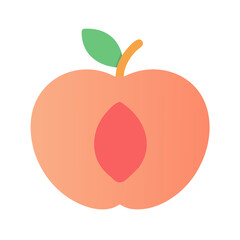 Peach half with leaf on black background illustration