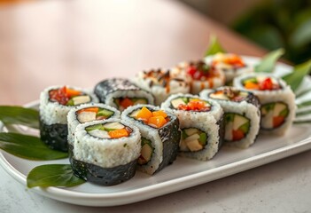 Vegan sushi rolls on a plate