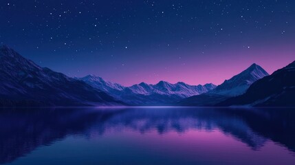 Serene mountain lake at twilight