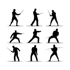 Naklejka premium Fencer in Lunge Position Silhouette
