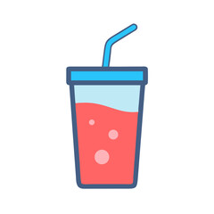 Icon of a beverage drink with straw and bubbles