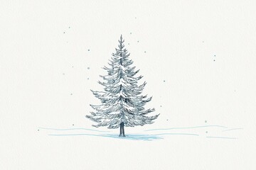 Winter scene depicting a snowy fir tree.