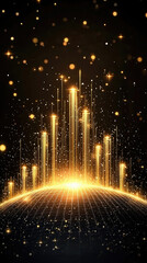 Golden light beams radiating from celestial orb