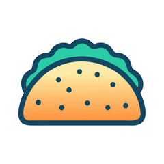 Colorful Taco Icon on Black Background Illustration