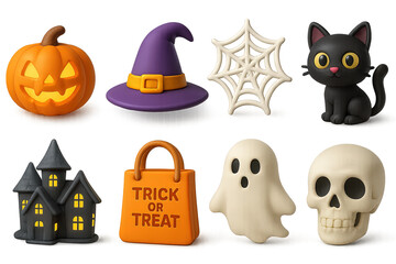 Halloween 3d icons set – spooky, festive, autumn and decoration elements