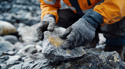 Geologist Examining a Rock Sample