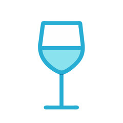 Simple Blue Outline Wine Glass on Black Background