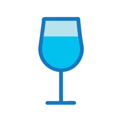 Minimalist Blue Wine Glass Icon on Black Background