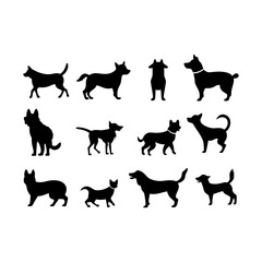 Obraz premium Playful Dog Silhouette Vector Illustration