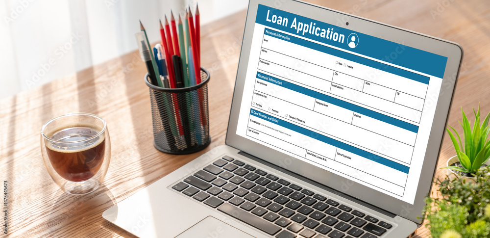 Poster online loan application form for modish digital information collection on the internet network