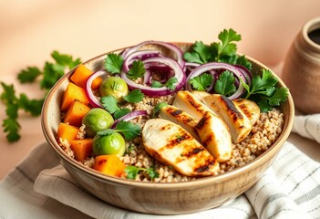 Vibrant Buddha Bowl with colorful vegetables and whole grains