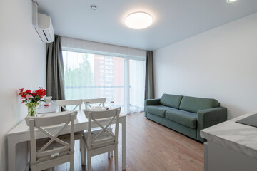 Modern Home Bright Apartment Living Room with Dining Area