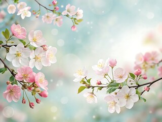 Obraz premium A beautiful floral arrangement featuring pink and white blossoms against a pastel background