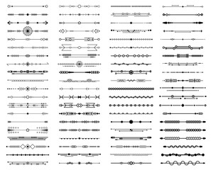 Decorative divider line element set. Vector illustration.