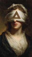 Woman's portrait with a triangle over her eyes.