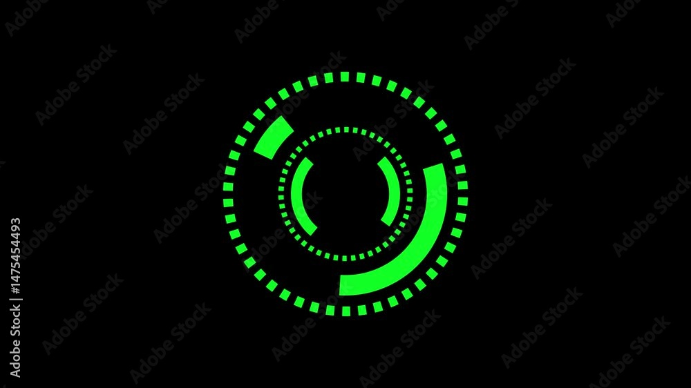 Poster hud circle, head-up display - hi-tech futuristic display. neon glowing radar icon animated on a blac