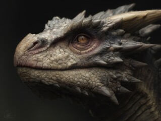 Close-up profile view of a fantastical creature's head.