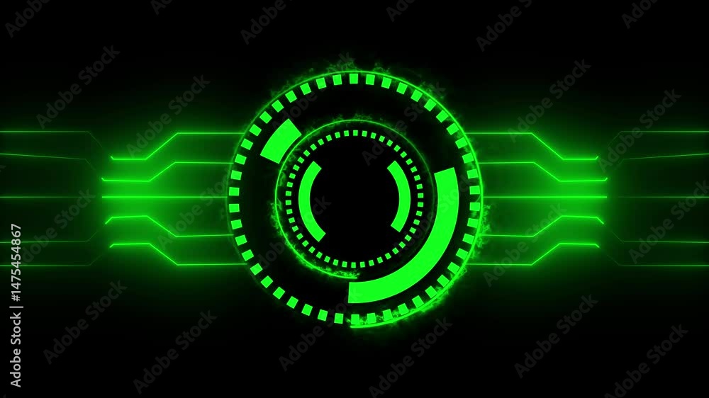 Poster hud circle, head-up display - hi-tech futuristic display. neon glowing radar icon animated on a blac