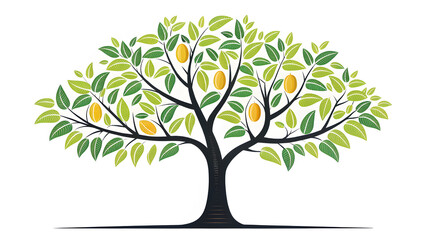 Fototapeta premium flat design of a leafy mango tree icon with trunk