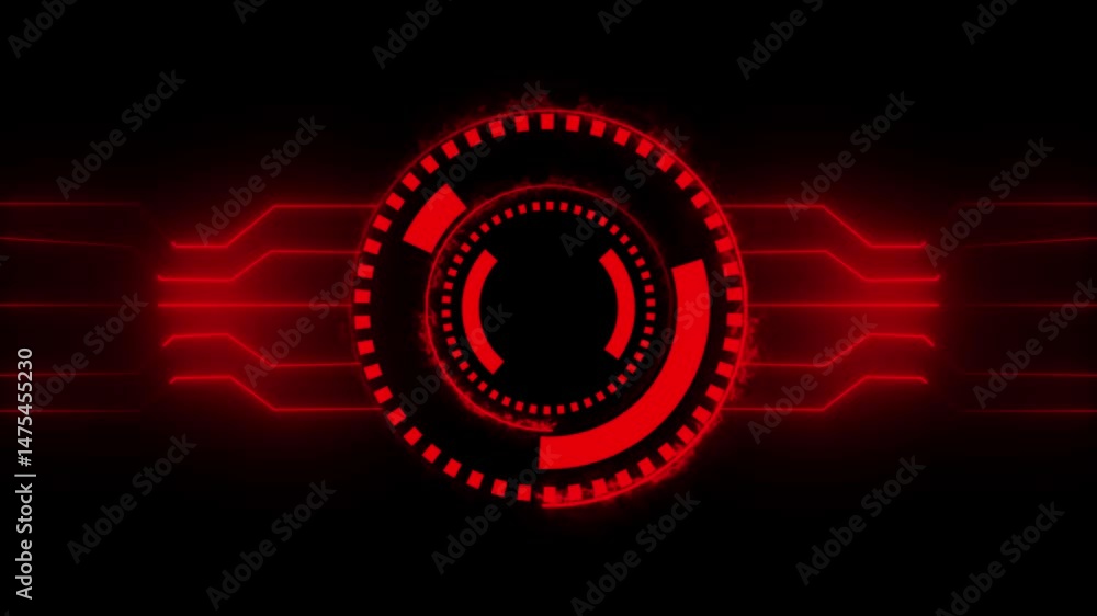 Poster hud circle, head-up display - hi-tech futuristic display. neon glowing radar icon animated on a blac